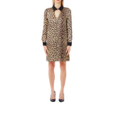 Abito  donna midi a maniche lunghe animalier