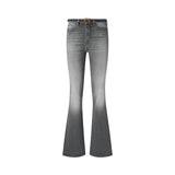 Jeans donna a zampa in denim grigio
