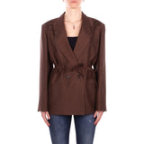 Giacca donna over in misto lino con ricamo