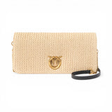 Pochette a tracolla media Love Bag Click Soft Horizontal Classic in rafia