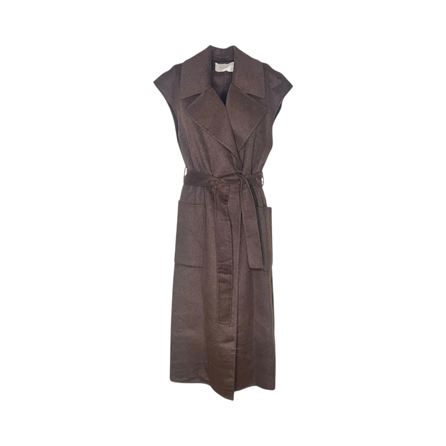 Cappotto donna in panno misto lana senza mancihe