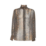 Blusa donna semitrasparente con stampa pitonata