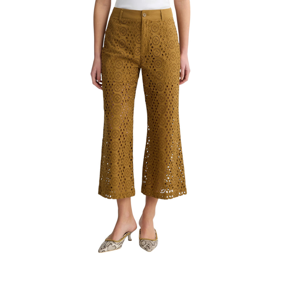 Pantaloni donna cropped con ricami