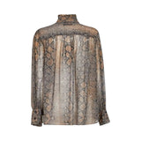 Blusa donna semitrasparente con stampa pitonata