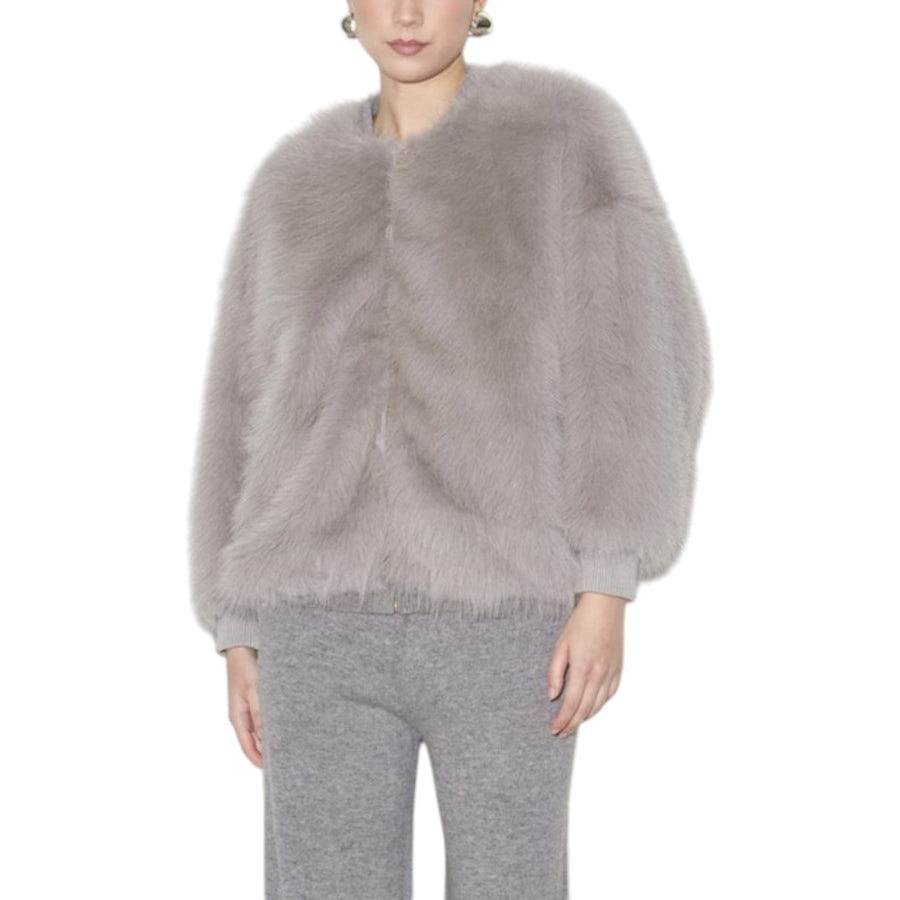 Bomber donna corto in similpelliccia