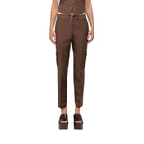 Pantaloni donna cargo in misto lino
