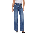 Jeans donna flare con charm gioiello