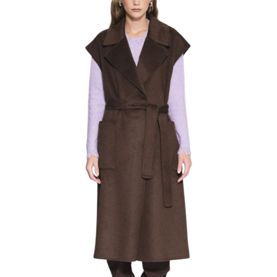 Cappotto donna in panno misto lana senza mancihe