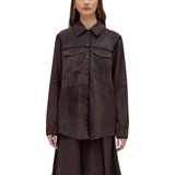 Camicia donna in suede con crochet