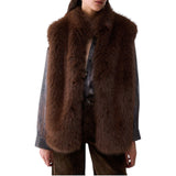 Gilet donna in pelliccia sintetica con cintura