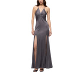 Abito donna slipdress lungo con nodo frontale