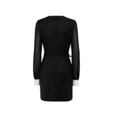 Abito donna in misto lana e georgette