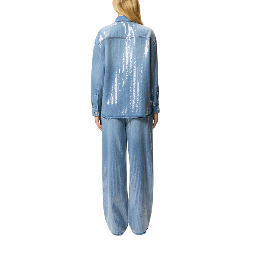Overshirt in denim full paillettes