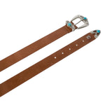 Cintura donna in pelle con pietre turchesi 3 cm