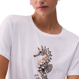 T-shirt donna con stampa e applicazioni