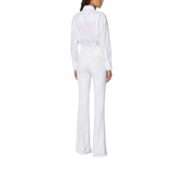 Pantaloni donna in doppio crêpe stretch e raso