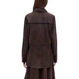 Camicia donna in suede con crochet