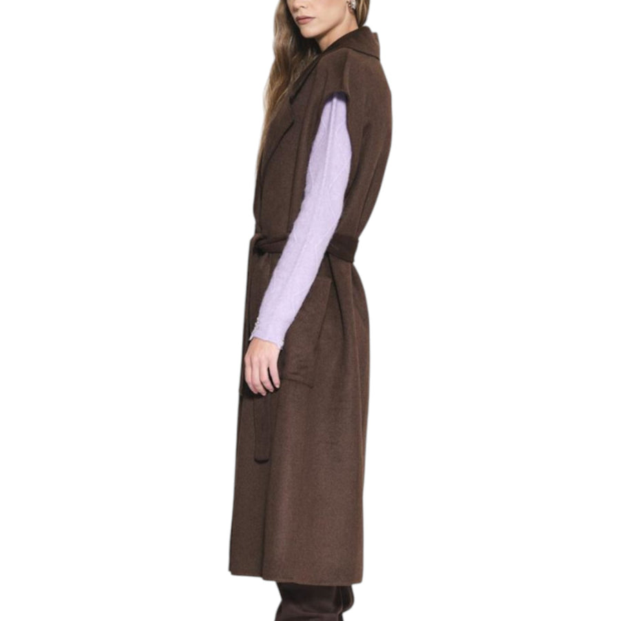 Cappotto donna in panno misto lana senza mancihe