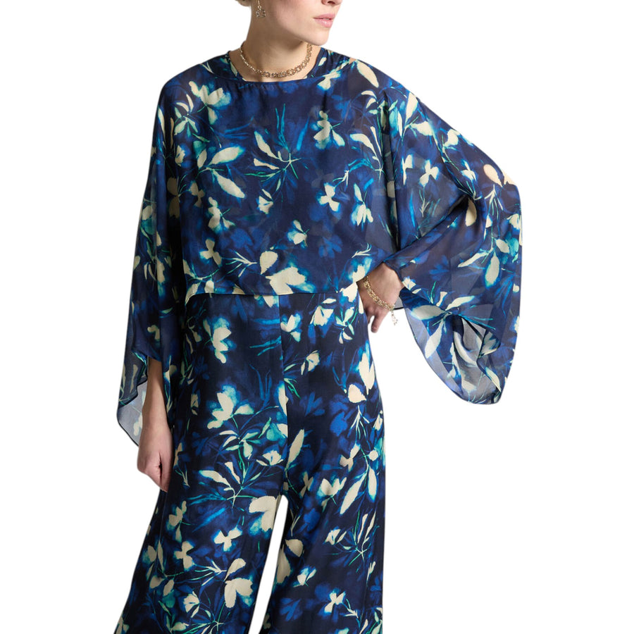 Completo donna elegante stampato con tuta e blusa