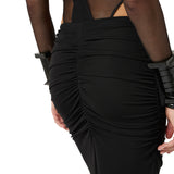 Gonna donna in jersey crêpe con drappeggi