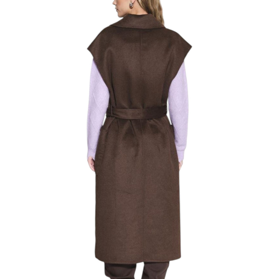 Cappotto donna in panno misto lana senza mancihe