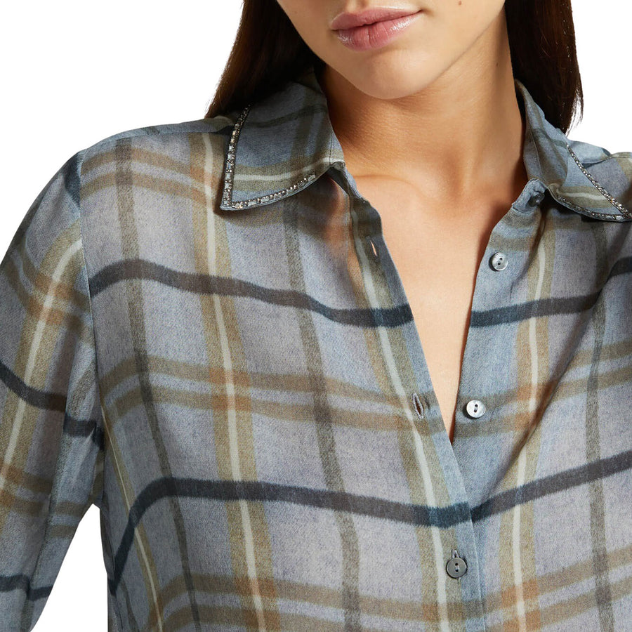 Camicia donna in georgette dalla stampa checks