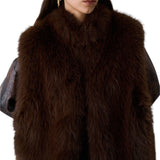 Gilet donna in pelliccia sintetica con cintura