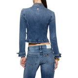 Giacca donna donna in denim con alamari