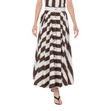 Gonna donna lunga a righe in cotone stretch