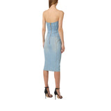 Abito donna in denim con lacci criss-cross