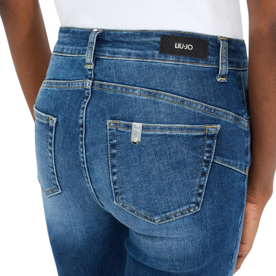 Jeans donna flare con bottoni gioiello