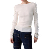 Maglia donna in lana con rouches