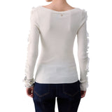 Maglia donna in lana con rouches