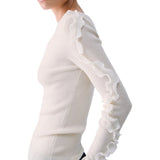 Maglia donna in lana con rouches