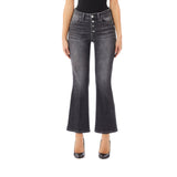 Jeans donna flare con bottoni gioiello