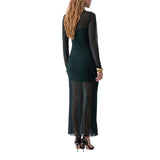 Abito donna lungo in tulle con strass