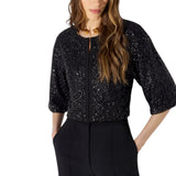 Top donna in maglia con paillettes