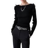 Maglia donna in lana con rouches
