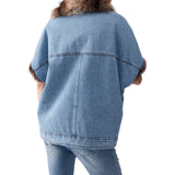 Gilet donna in denim con dettagli teddy