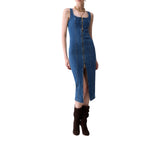 Abito donna midi in denim con zip