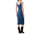 Abito donna midi in denim con zip