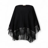 Poncho donna con frange e borchie