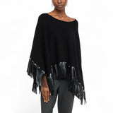 Poncho donna con frange e borchie