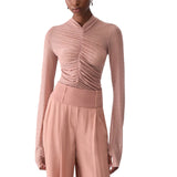 T-shirt donna in tulle full-strass