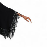 Poncho donna con frange e borchie