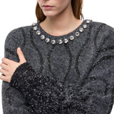 Maglione Donna con collo gioiello e micro paillettes