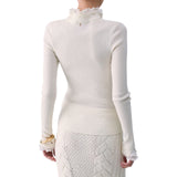 Gilet donna in maglia con dettaglio in pizzo