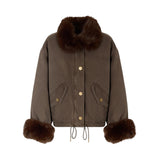 Caban Donna in cotone con dettagli effetto pelliccia