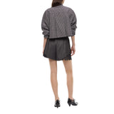 Camicia donna cropped a quadretti con cravatta