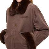Caban Donna in cotone con dettagli effetto pelliccia